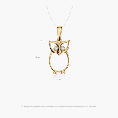 Zawieszka sowa SAVICKI: złota, cyrkonie